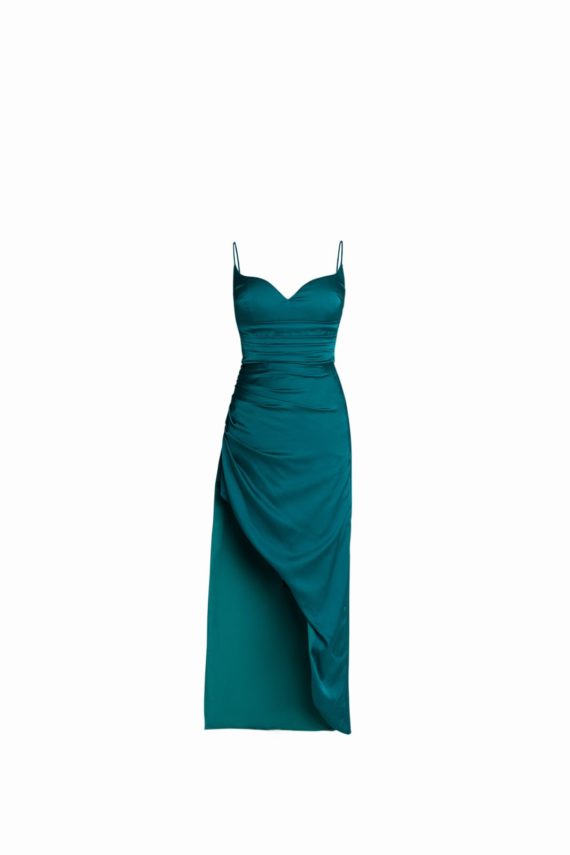 Natural silky dress with caps, 100% pure silk