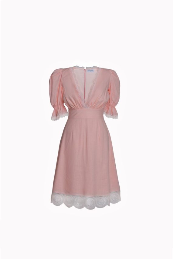 Linen dress with lace, 100% linen, 100% cotton
